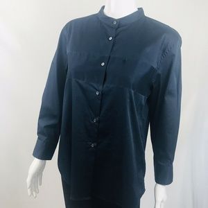 Switzerland Lareida Designer  Mandarin Collar Blouse Size 42 Cotton Sil…